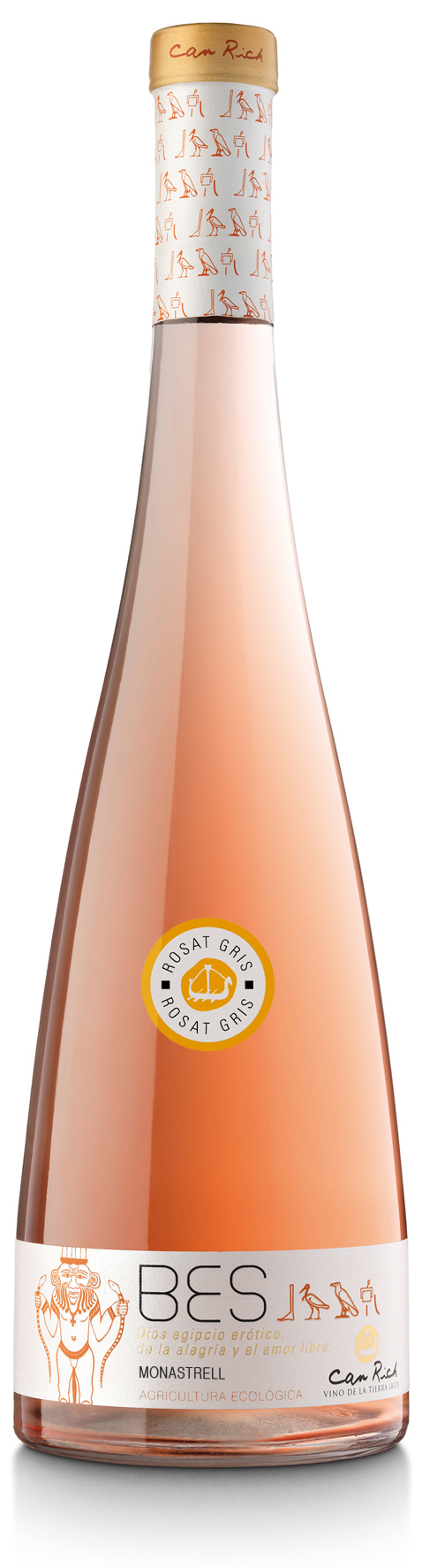 CR10003 Rosé wijn Can Rich Ibiza 2023 - 75CL pEen bleke, verfijnde kleur dankzij de delicate persing van de druiven. Geparfumeerd en intens, met tonen van rozenblaadjes en seringen, aangevuld met fruitige aroma&rsquo;s van wilde aardbeien, frambozen, kweepeer en donkerpaarse pruimen. In de mond biedt de wijn een elegante textuur met een levendige zuurgraad die zorgt voor een heerlijk verfrissend karakter. De afdronk is evenwichtig en fris. De Bes Rosado ideaal als aperitief, bij salades, koude tapas of visgerechten./p bes Monastrell segell rosat.jpg