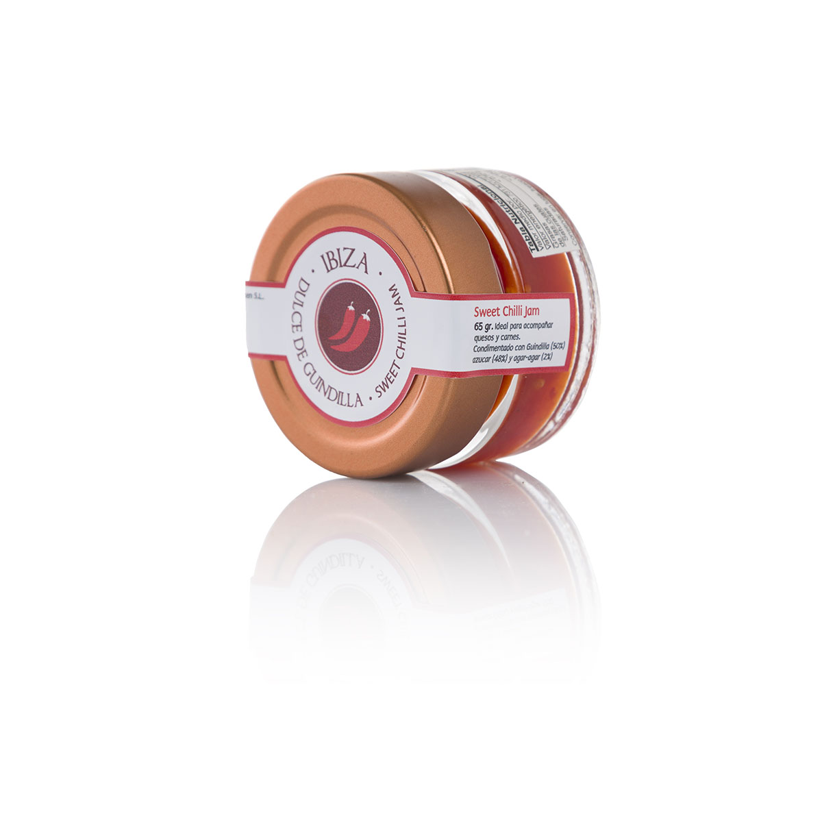 FL 50432 FL Spaanse Guindilla Pepers Jam Ibiza - 65G pDeze strong100% natuurlijke, ambachtelijke chili jam/strong combineert de intense smaak van zelfgekweekte Spaanse guindilla-pepers met een vleugje suiker en agar-agar. Gepresenteerd in een elegant glazen potje met gouden deksel, is het een perfect condiment bij kaas, vlees of pasta./p FL 50432