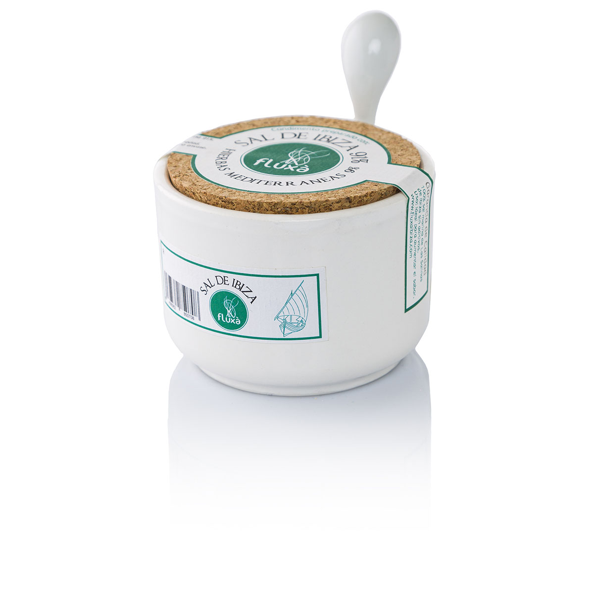 FL 50708 FL Zout van Ibiza Mediterrane Kruiden Keramisch - 150G pstrongAmbachtelijk zeezout/strong uit de zoutvlaktes van Ibiza, rijk aan natuurlijke mineralen dankzij de unieke Posidonia-invloed. Zon gedroogd, puur gemalen in steen en handverpakt voor optimale textuur. Fijn genoeg voor culinaire creaties: puur, gezond &eacute;n natuurlijk. Het zout wordt gepresenteerd in een stijlvol keramisch potje met bijhorend lepeltje: een elegante blikvanger op elke tafel. Verkrijgbaar in strongverschillende smaakvarianten/strong zoals met mediterrane kruiden, saffraan of bloemen. Een ware toevoeging aan gourmetervaringen./p FL 50708